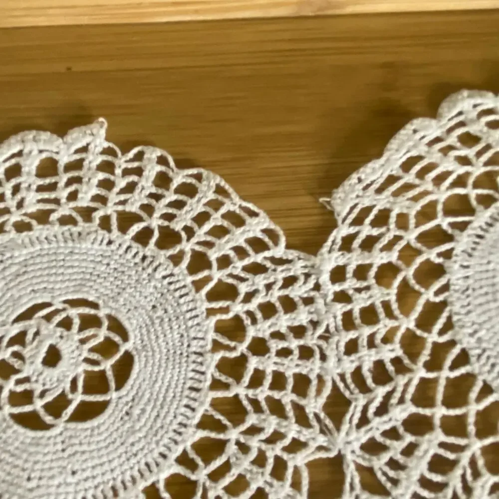 Vintage Handmade Crochet Floral Medallion Doily 11